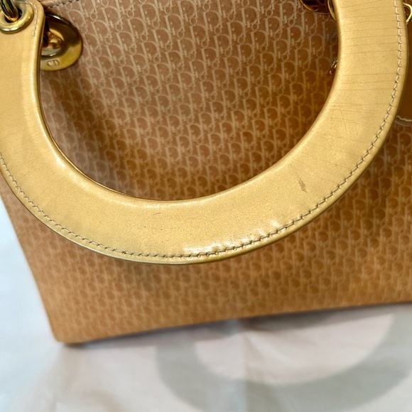 LADY DIOR BAG AUTHENTIC Unique Color Suede Satchel Gold Hardware Patent Leather - Picture 4 of 16